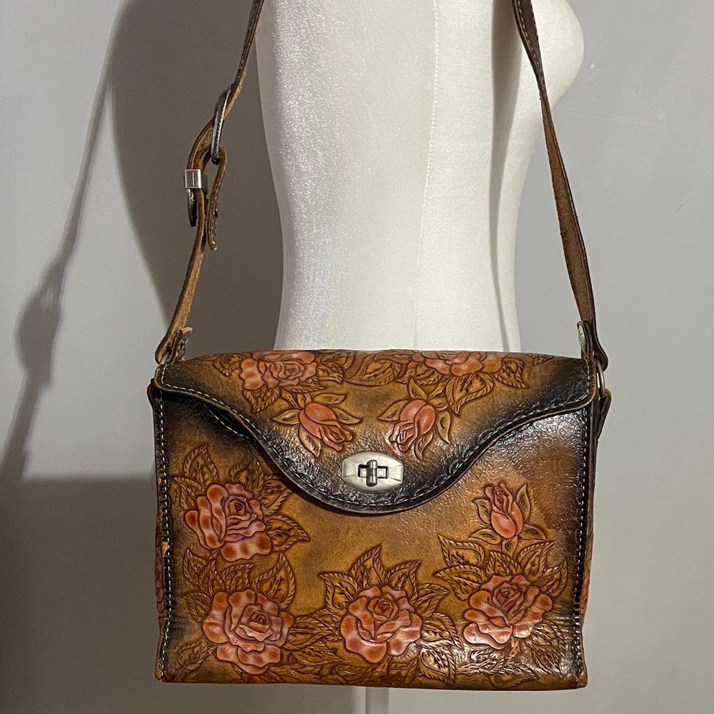 60s/70s Vintage Hand-Tooled Leather Shoulder Bag